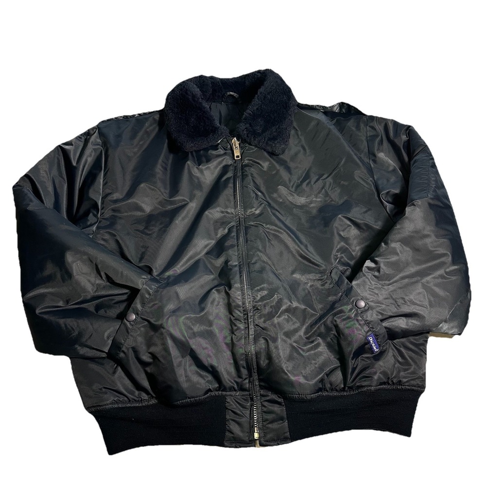 Dickies Bomber Jacket Men's Large Black Faux Fur Collar Flight Jacket Workwear